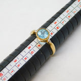 9ct Yellow Gold, Blue Topaz & Diamond Set Dress Ring Vintage c1990s