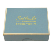 Blue Card Jewellery Box 'Pearl Cross Ltd, London' Antique c1930 Art Deco