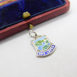 Sterling Silver & Enamel 'The Lakes' Shield Charm Pendant Vintage c1970