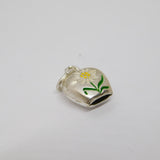 Sterling Silver Enamel Flower Cow Bell Charm Pendant Vintage c1970