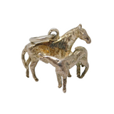 Sterling Silver Mare with her Foal Horse Charm Pendant Vintage c1970
