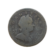 King George I 2nd Issue Copper Half Penny Coin Antique 1722 Fair Condition