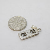 Sterling Silver Paste Set Drop Charm Pendant Vintage c1970s