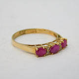 9ct Yellow Gold, Ruby & Diamond Set Dress Ring Vintage c1970s
