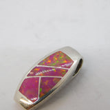Sterling Silver Greek Synthetic Opal Set Drop Pendant Vintage c1980