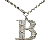 Victorian Sterling Silver Floral 'B' Initial Brandy Decanter Label Antique
