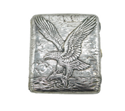 Omar Ramsden Sterling Silver Eagle, Fish & Seabird Cigarette Case Antique London