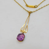 Art Deco 9ct Gold & Rolled Gold Amethyst Set Pendant Necklace Antique