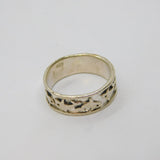 Brushed Sterling Silver Fish Pattern Dress Band Ring Vintage c1970 Size O