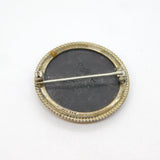 Sterling Silver Wedgwood Black Jasperware Chariot Round Brooch Vintage c1960's