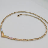 Sterling Silver Greek Key Pattern & Colourful Shell Collar Necklace Modern c1990