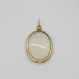 Early 20th Century Sterling Silver Oval Mounted Cabochon Moonstone Drop Pendant