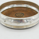 Sterling Silver Turned Wooden Bottle Coaster Vintage 1977 London