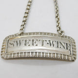 George III Sterling Silver 'Sweet Wine' Decanter Label Antique c1820s London