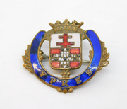 WW1-era Gilt Metal Colourful Enamel Ypres Sweetheart Brooch Antique c1916