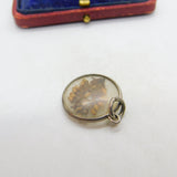 Victorian Sterling Silver Pressed Flowers Marriage Fob Charm c1890 Antique