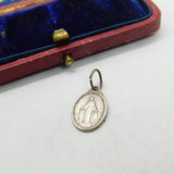 White Metal French Roman Catholic Lourdes Charm Pendant Antique c1930 Deco