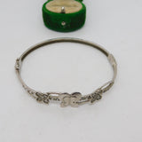 Sterling Silver & Spinel Set Butterfly Bangle Bracelet Vintage c1990