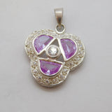 Sterling Silver Amethyst & Paste Set Charm Pendant Vintage c1970s