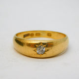 Victorian 18ct Yellow Gold 0.1ct Diamond Gyspy Ring Antique 1867 London