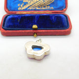 Sterling Silver & Dyed Mother Of Pearl Butterfly Charm Pendant Vintage c1970