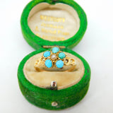 George IV 15ct Yellow Gold, Turquoise & Pearl Floral Dress Ring Antique c1830