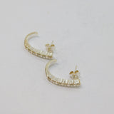 Pair of Sterling Silver Multi Stone Paste Set Curved Stud Earrings Vintage c1970