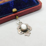 Sterling Silver and Milky Quartz Charm Pendant Vintage c1970