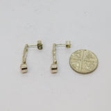 Pair of Sterling Silver Pink CZ Set Hinged Stud Drop Earrings Vintage c1970