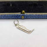 Sterling Silver Primitive Canoe Boat Charm Pendant Vintage c1970