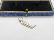 Sterling Silver Primitive Canoe Boat Charm Pendant Vintage c1970