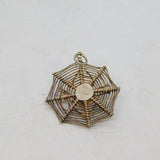 Sterling Silver Spider In A Web Charm Pendant Vintage c1970s