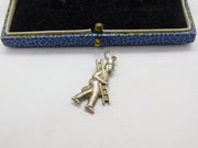 Sterling Silver Man with a Ladder Charm Pendant Vintage c1970