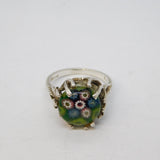 Sterling Silver Caithness Glass Set Signet Ring Vintage 1972 Birmingham