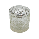 Victorian Sterling Silver & Cut Glass Scales Pattern Vanity Jar Antique 1899
