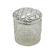 Victorian Sterling Silver & Cut Glass Scales Pattern Vanity Jar Antique 1899