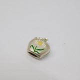 Sterling Silver Enamel Flower Cow Bell Charm Pendant Vintage c1970