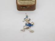 Sterling Silver Enamel Disney Donald Duck Charm Pendant Vintage c1970