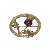 Scottish Sterling Silver WBS Amethyst Paste Thistle Brooch Pin Vintage c1950's