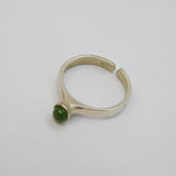 .835 Silver Green Sea Glass Open Back Studio Dress Ring Vintage c1970 Size N 1/2