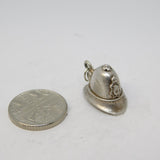 Sterling Silver Whistle in the Police Helmet Charm Pendant Vintage c1970