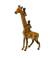 19th Century Cold Painted Vienna Bronze Children Climbing Giraffe Figurine c1860