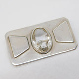 Strode College Sterling Silver Rock Crystal Arts & Crafts Brooch Vintage 1982