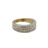 Sterling Silver Three Tier Sparkling Crystal Dress Ring Modern c1990 Size L