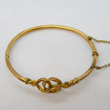Victorian Rolled Gold Lovers Knot Sweetheart Bangle Bracelet Antique c1880s