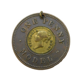 Queen Victoria One Penny Model Coin Antique 1844