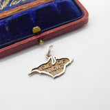 Sterling Silver 'Isle Of Wight' Map Outline Charm Pendant Vintage c1970
