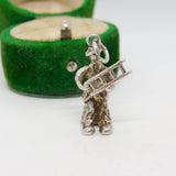 Sterling Silver Cartoon Figure with Ladder Charm Pendant Vintage c1970