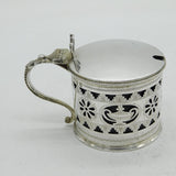 Victorian Sterling Silver Flower & Urn Pattern Mustard Pot Antique 1893 London