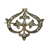 Victorian Sterling Silver & Paste Set Floral Brooch Pin Antique c1880s